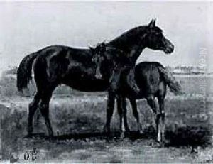 A Mare And Her Foal by Otto Eerelman