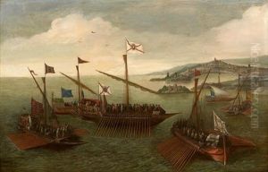 Navires Portugais Devant La Baie De San Sebastian (?)
