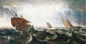 Schiffe Auf Sturmischer See by Andries Van Eertvelt