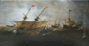 Merchant Men At Sea In A Gale by Andries Van Eertvelt