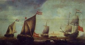 Navires En Pleine Mer by Andries Van Eertvelt