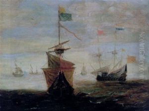 Dutch Merchant Flutes In Choppy Seas by Andries Van Eertvelt