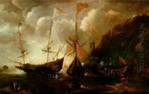 Bataille Navale Entre Galeres Et Vaisseaux De Guerre