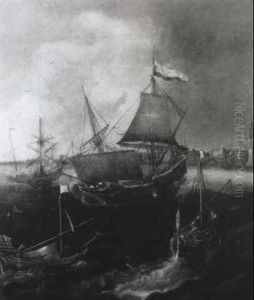 Shipping On The Ij With The Montelbaanstoren Beyond