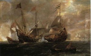 Two Warships Engaged In Battle Off The Dutch Coast