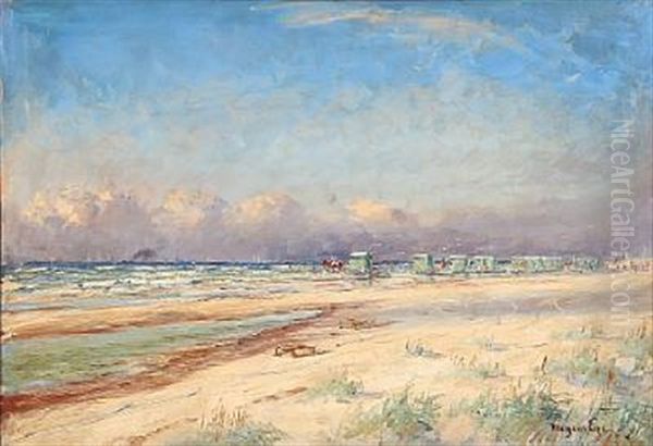 Beach Scene With Bathing Huts, Presumably From Romo - view 1