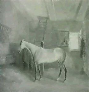 A Gray Hunter In A Stall by Daniel Thomas Egerton