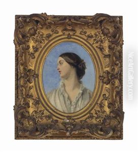 Head Of A Girl, Half-length, Wearing A White Chemise by Augustus Leopold Egg