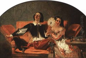 Gil Blas Wechselt Die Ringe Mit Camilla (+ Steel Engraving Of Same, Smaller; 2 Works) by Augustus Leopold Egg