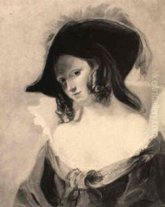 A Portrait Of A Woman With A Hat by Augustus Leopold Egg