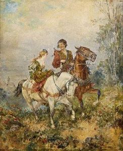 Ausritt Eines Jungen Paares by Gustav Eggena