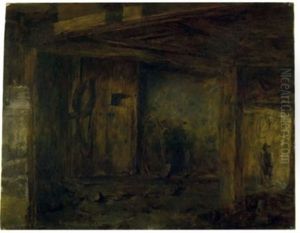 Stallinterieur (study For Der Dorfpfeifer) by Albin Egger-Lienz