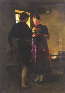 Sonntagsmorgen (der Antrag) by Albin Egger-Lienz
