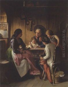 Bei Der Grosmutter In Der Bauernstube by Sigmund Eggert