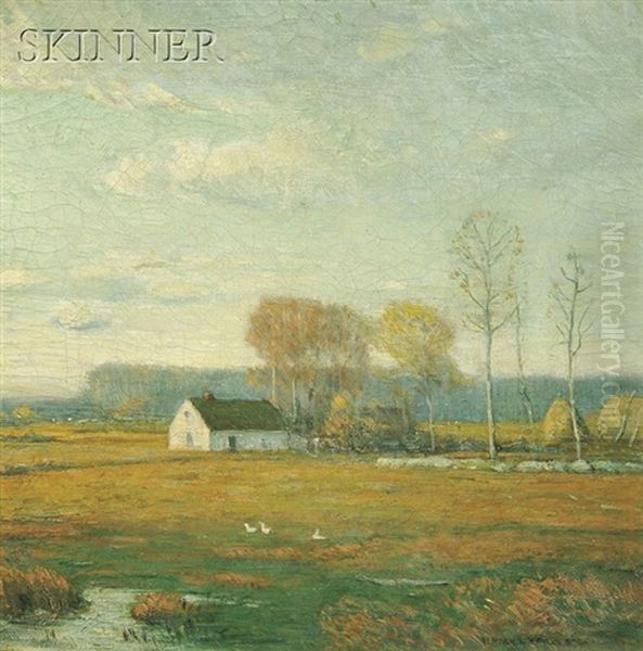 Late Afternoon Landscape With Haystacks - view 1