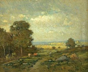 Landscape Of The Berkshire Hills ( + Landscape With A Seated Man In A Red Cap; 2 Works) by Benjamin Osro Eggleston