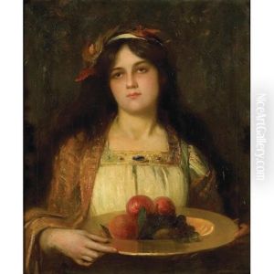 A Young Beauty Holding A Bowl Of Fruit by Benjamin Osro Eggleston
