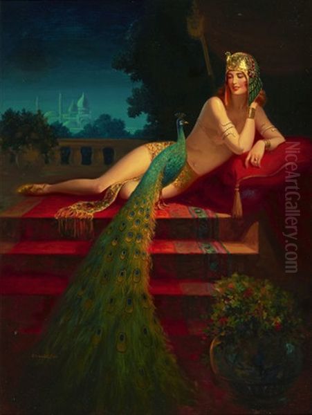 Lady And Peacock - view 1