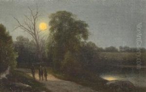 Figures On A Moonlit Path by Max Eglau