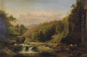 A River In A Hilly Landscape by Max Eglau