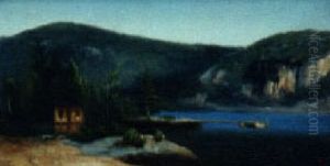 Camp On Mountain Lake by Max Eglau
