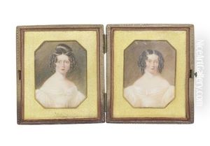 A Pair Of Portraits Of Two Ladies A Pair Of Portraits Of Two Ladies