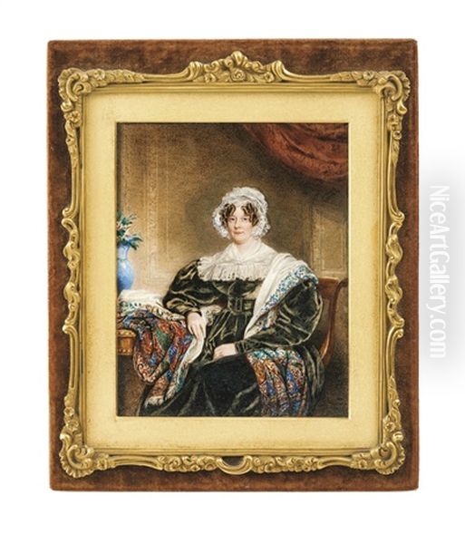 Portrait De Femme, Portant Un Chale Colore - view 1