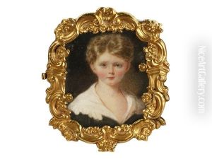 A Portrait Miniature Of A Young Boy, Wearing Black Jacket And White Chemise With Frilled Edge To His Collar, His Short Blond Hair Parted To One Side A Portrait Miniature Of A Young Boy, Wearing Black Jacket And White Chemise With Frilled Edge To His Collar, His Short Blond Hair Parted To One Side
