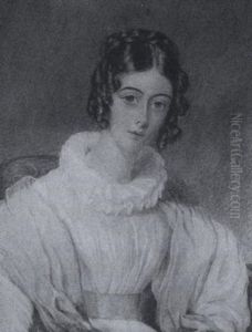Selina Milner Wearing White Dress With Yellow Waistband, Ruff And Pale Blue Shawl Selina Milner Wearing White Dress With Yellow Waistband, Ruff And Pale Blue Shawl