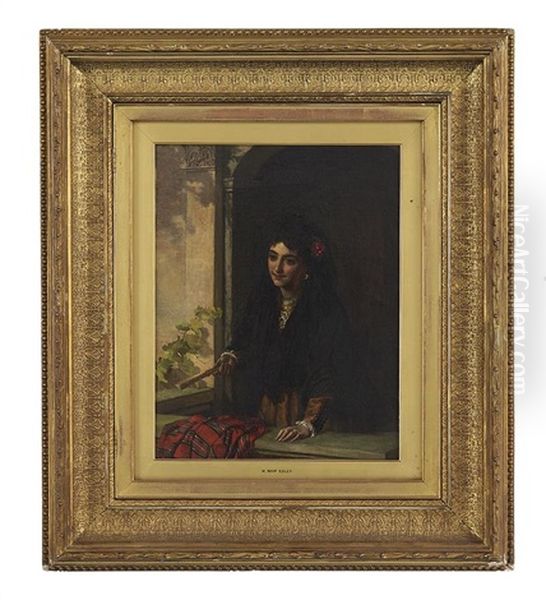 Portrait Of A Spanish Lady On A Balcony - view 1