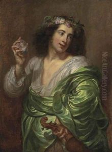 Portrait Of A Young Man In A Green Mantle, With A Miniature Portrait Of A Lady And A Violin