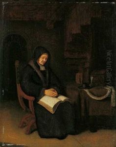 Interieur Mit Dame Und Buch by Pieter Cornelisz van Egmont