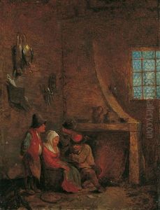 Bauernfamilie Am Kamin Ihrer Stube by Pieter Cornelisz van Egmont