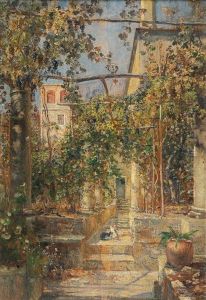 Klosterhof In Capri 1890 [a Cloister In Capri In 1890] by Marie Egner