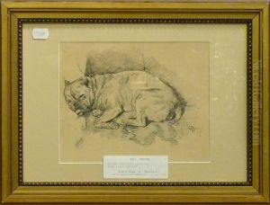 Liggande Hund. by Carl Georg Arsenius