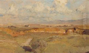 Landschaft Mit Tempelruinen (aqua Claudiana In Der Sudlichen Campagna Romana) by Marie Egner