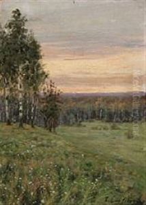 Sunset Over A Russian Beechwood Forest by Sergei Semenovich Egornov