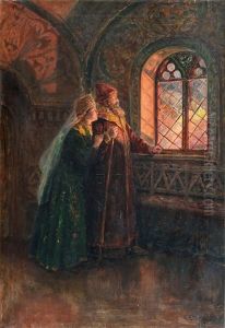 Tsar Alexey Mikhailovich Watching The Fire In Moscow by Sergei Semenovich Egornov