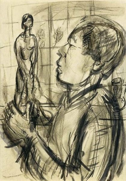 Onarckep Szoborral (self-portait With A Sculpture) - view 1