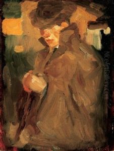 Kalapos Onarckep (self-portrait In Hat) by Jozsef Egry