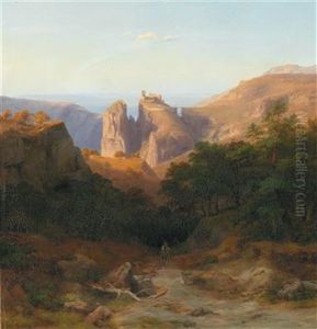 View Of The San Marino Fortress by Friedrich J. Ehemant