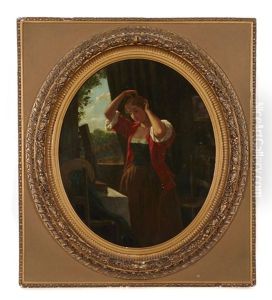 Woman At A Mirror by John Whetten Ehninger