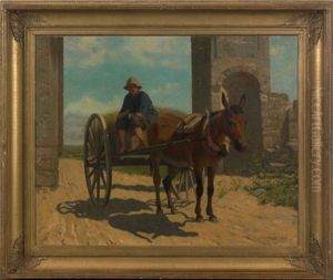 Boy On A Donkey Cart by John Whetten Ehninger