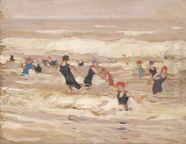 Im Seebad: Badende Am Strand - view 1