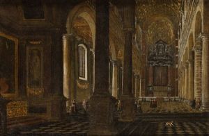 Interior De Iglesia Con Figuras by Wilhelm Schubert van Ehrenberg