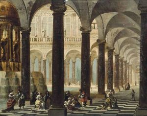A Church Interior With Elegant Figures Making Music by Wilhelm Schubert van Ehrenberg