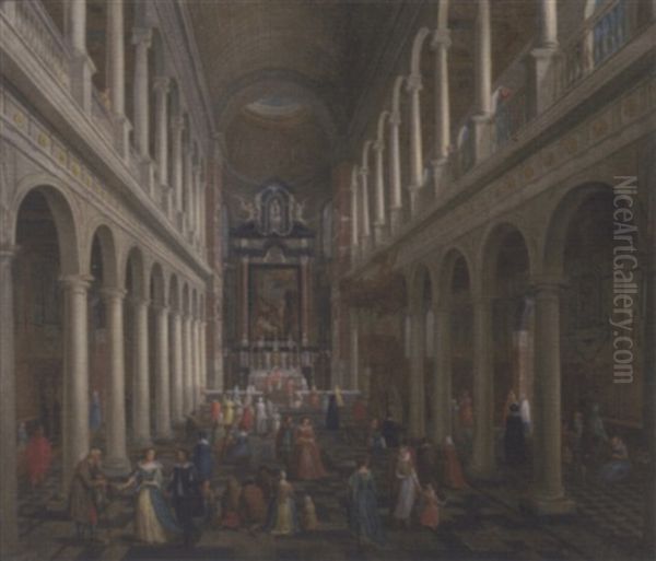 The Interior Of St. Charles Borromeo, Antwerp, With Elegant Company - view 1