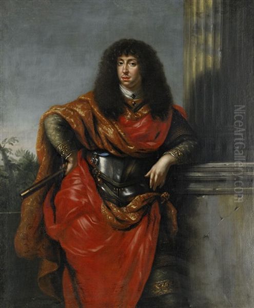 Portratt Av Kristian Albrekt, Hertig Av Holstein-gottorp (1641-95) Kladd I Romersk Drakt Barandes Elefantordens Band Och Ordenstecken - Knastycke - view 1