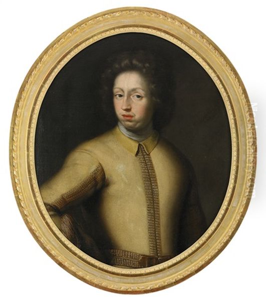 Portratt Av Karl Xi (1655-1697) Kladd I Gult Kyller Med Guldbrodyr Och Vit Halsduk - Mildjebild - view 1