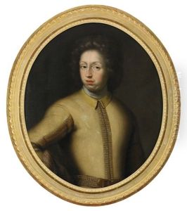 Portratt Av Karl Xi (1655-1697) Kladd I Gult Kyller Med Guldbrodyr Och Vit Halsduk - Mildjebild